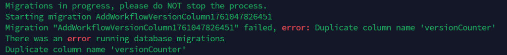 n8n  error: Duplicate column name versionCounter